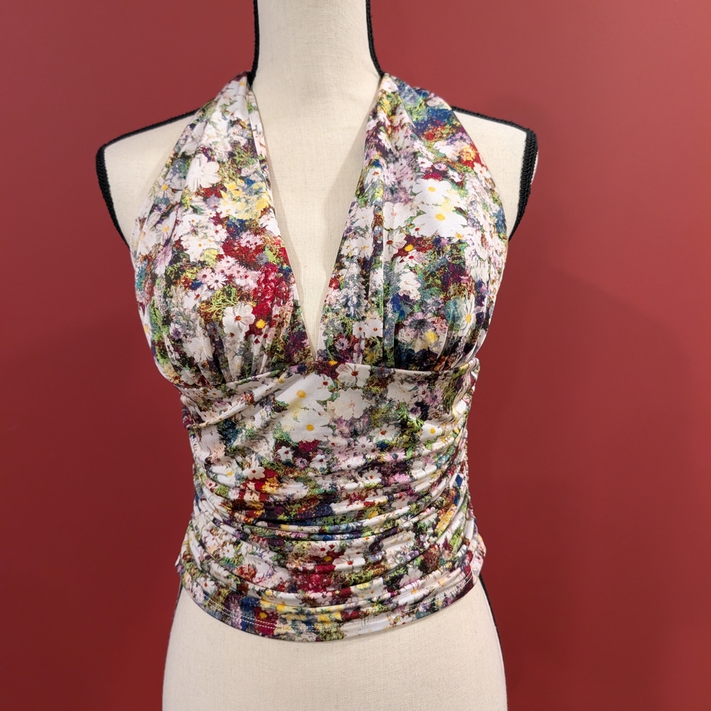 Guess Floral Halter Crop Top